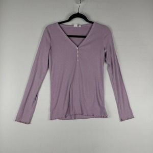women's gap henley long sleeve shirt scalop hem and sleeve size small